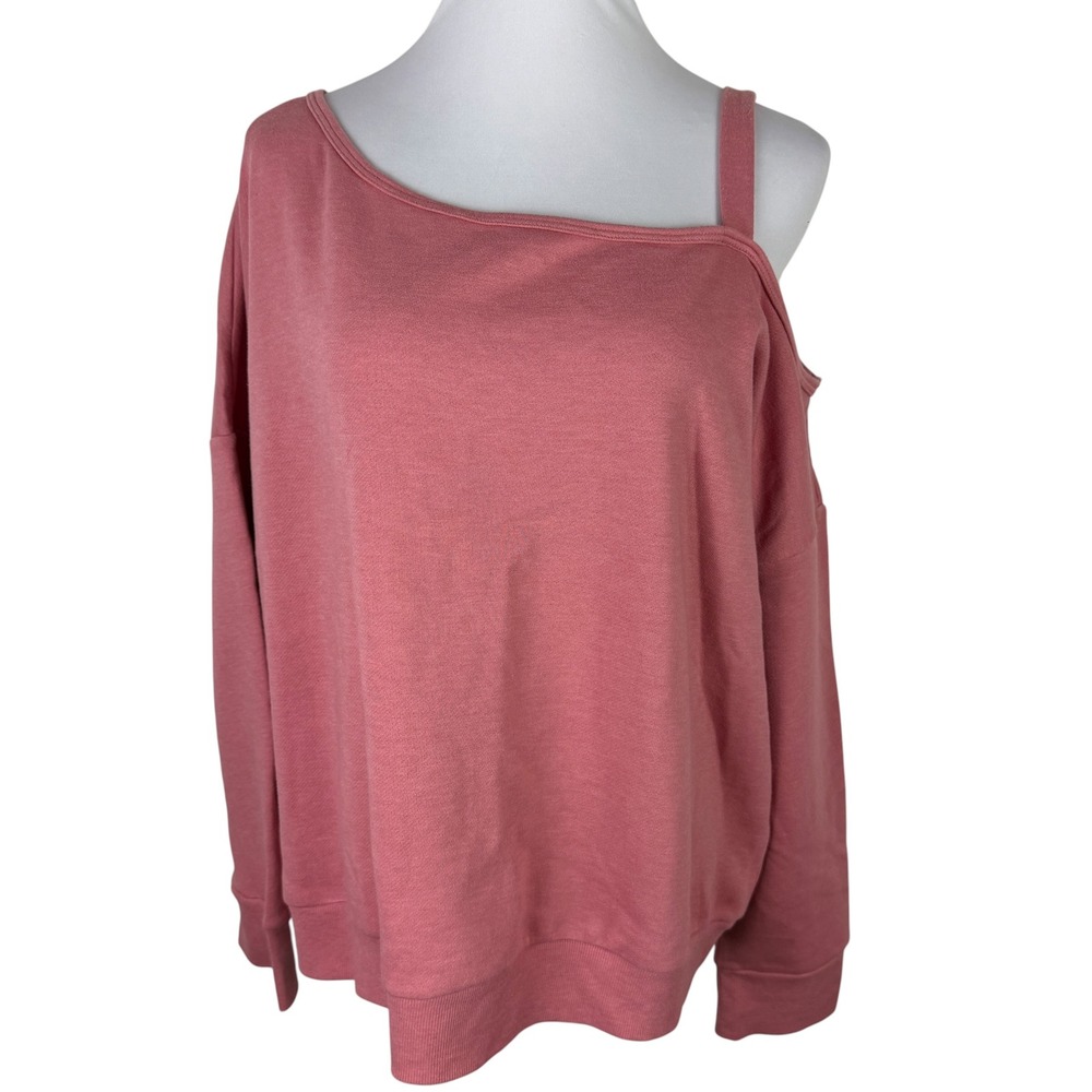 Catherines Est. 1946 Women 26/28W Dusty Rose Cold Shoulder Sweatshirt Fleece NWT